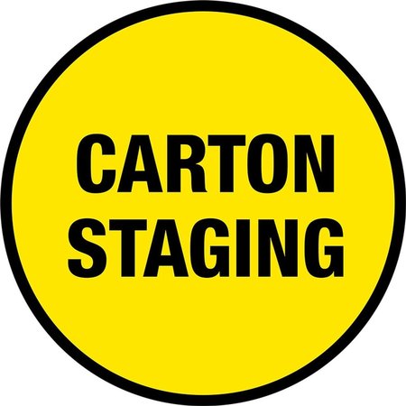 5S SUPPLIES Carton Staging Floor Sign 32in Diameter Non Slip Floor Sign FS-CARTSTAG-32